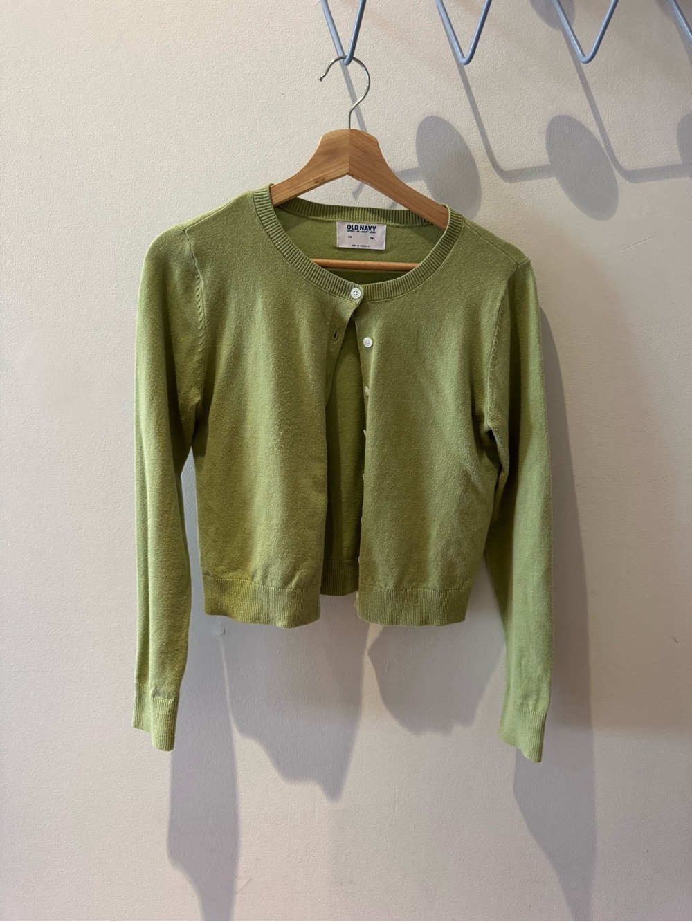 Old Navy Sage Green Cropped Button-Front Cardigan